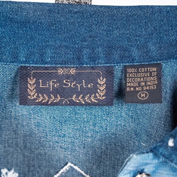 Womens Snowman Winter Holiday Embroidered Denim Jacket Corduroy Patchwork Beaded - Picture 8 of 8